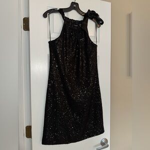 Tahari Black KRYSTAL Sequin TIE Dress XS NEW NWT